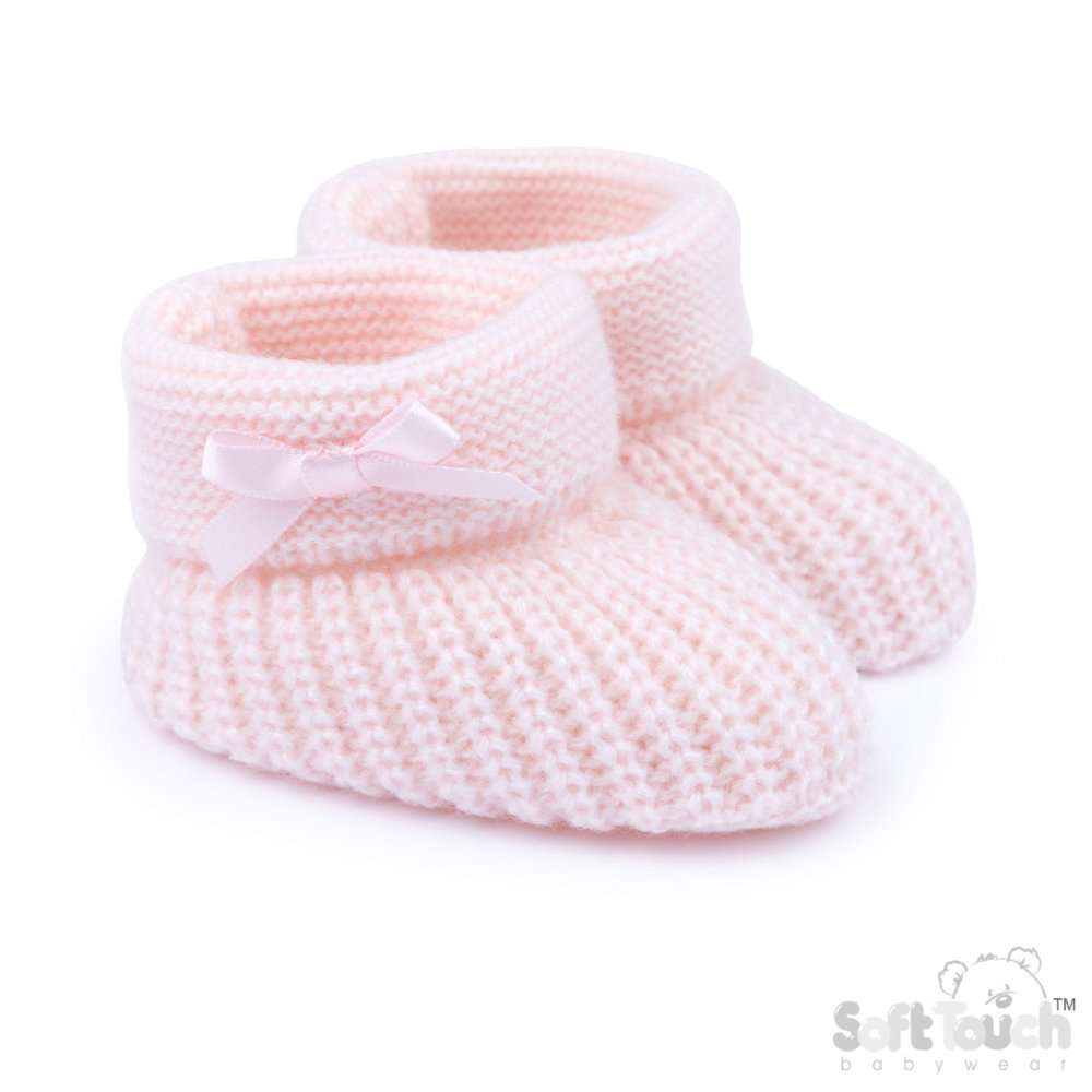 B450-P: Pink Acrylic Bootees with Bow B450-P: Pink Acrylic Bootees with Bow
